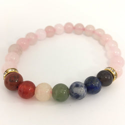 BRACELET 7 CHAKRA - ROSE QUARTZ