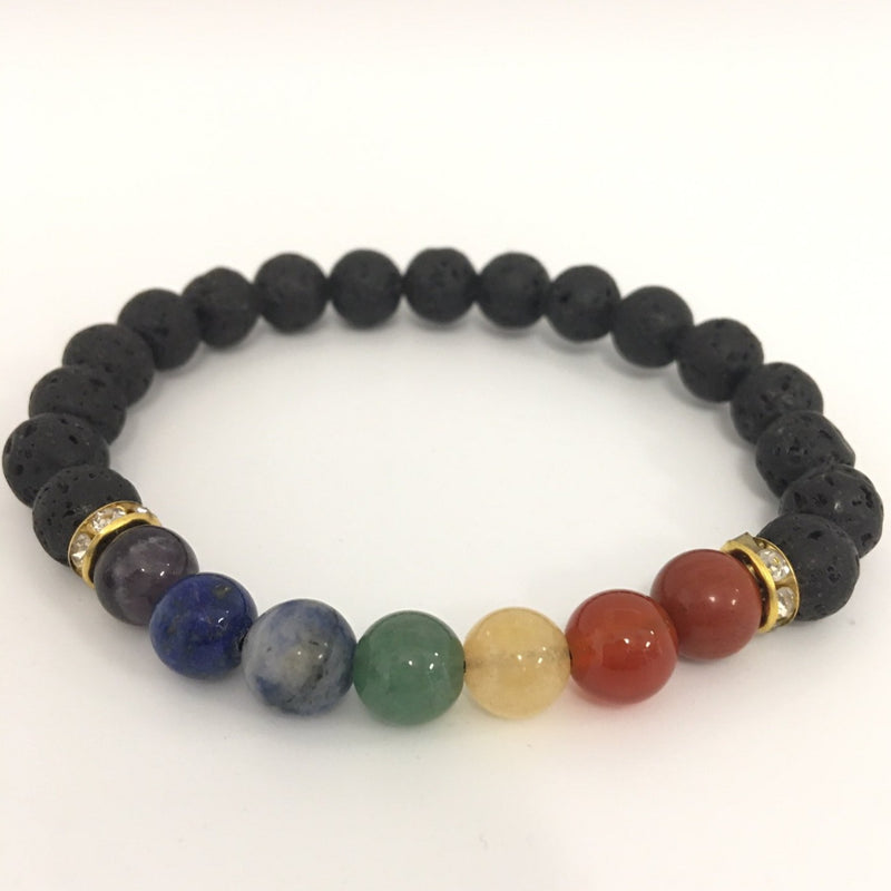 BRACELET 7 CHAKRA - LAVA STONE