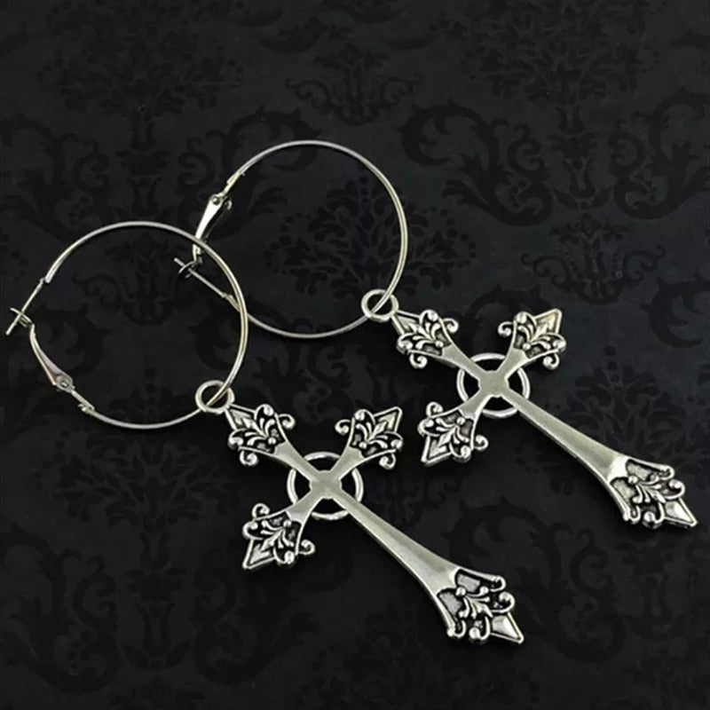 Cross Dangle Drop Earrings