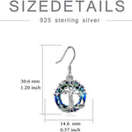Tree Drop Earrings with Blue Crystal