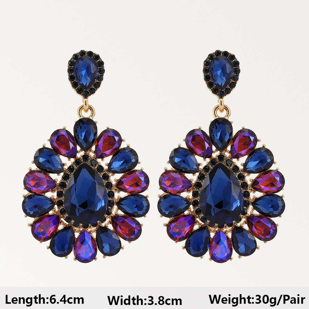 Dark Blue Series Long Dangle Drop Earrings