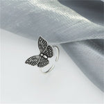 Retro Angel Wings Black Heart Rings