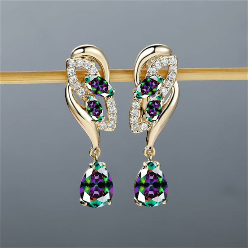 Crystal Flower Dangle Earrings