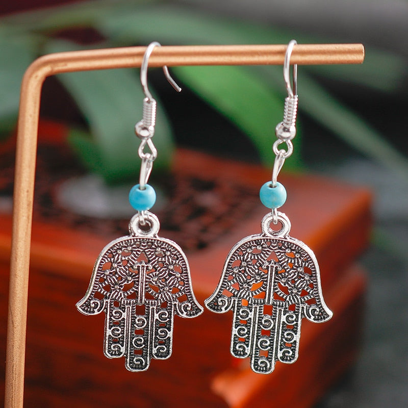 Hollow Carved Flowers Geometric Drop Earrings