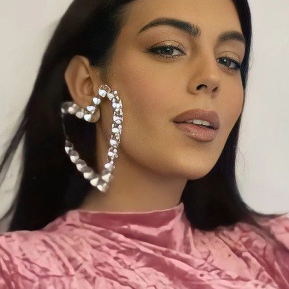 Exaggerated Crystal Geometric Flower Stud Earrings