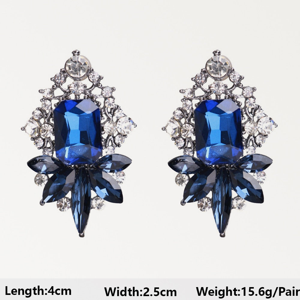 Dark Blue Series Long Dangle Drop Earrings