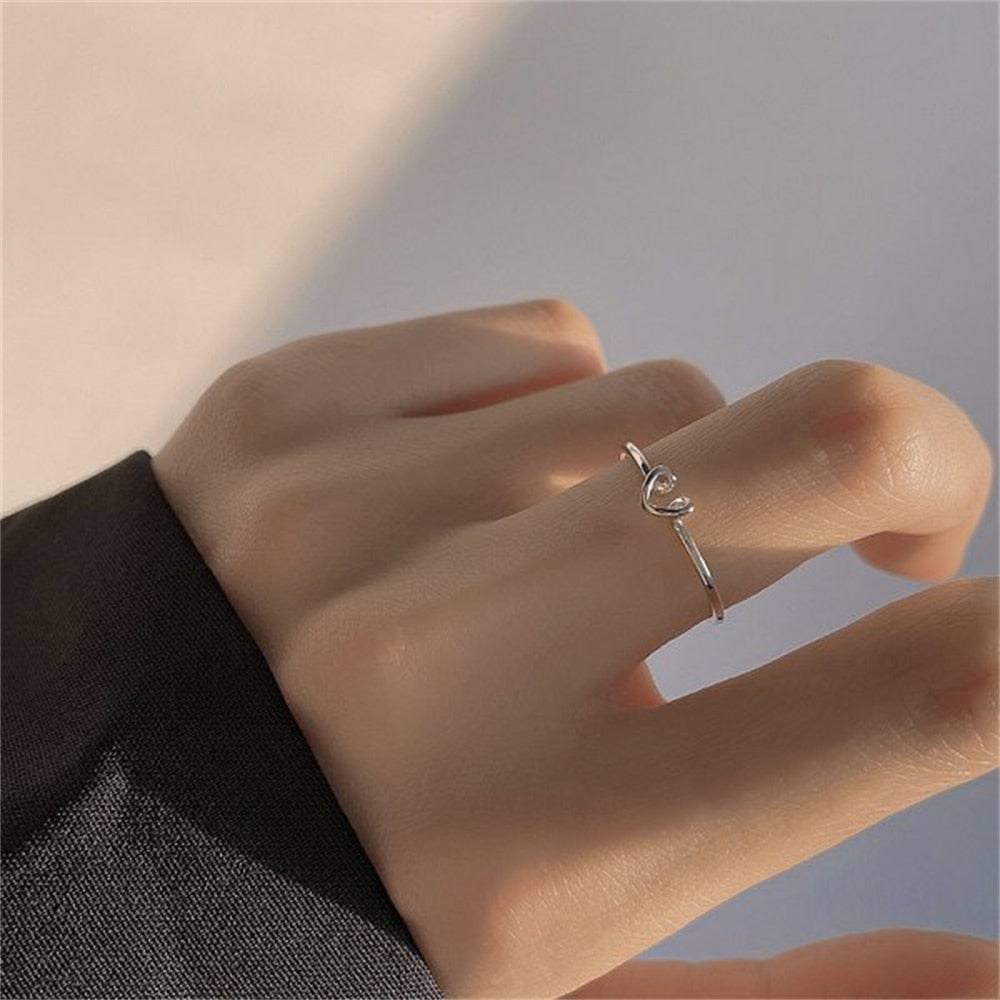 Retro Angel Wings Black Heart Rings