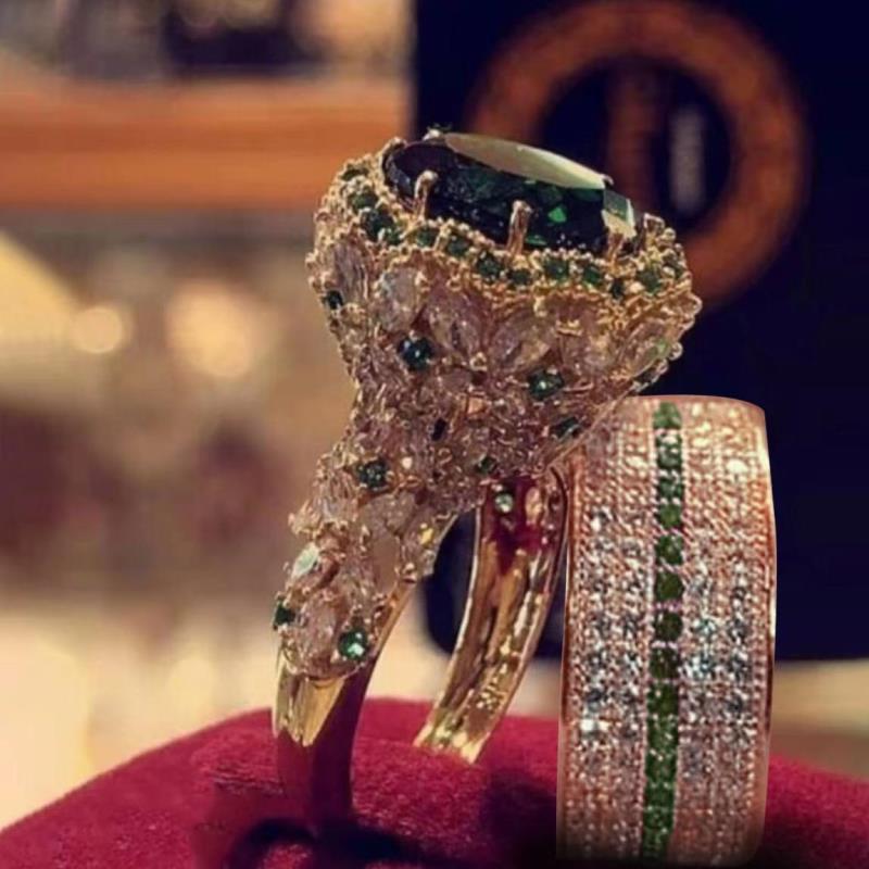Elegant Gold Color Zircon Red Crystal Ring