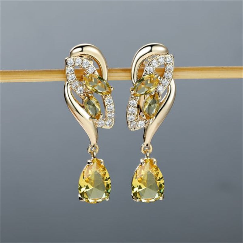 Crystal Flower Dangle Earrings