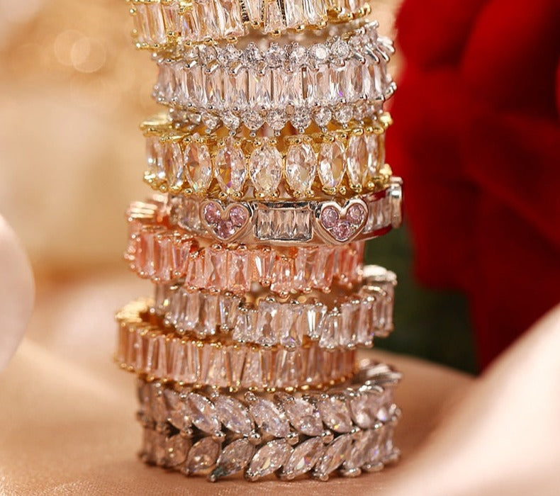 Cubic Zirconia Engagement Crystal Rings