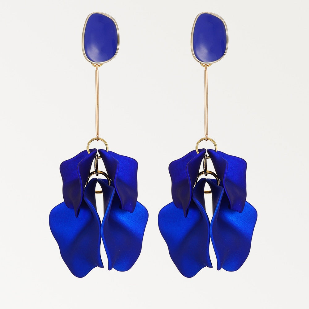 Dark Blue Series Long Dangle Drop Earrings