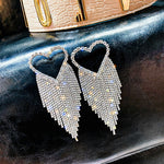 Long Full Rhinestone Big Earrings