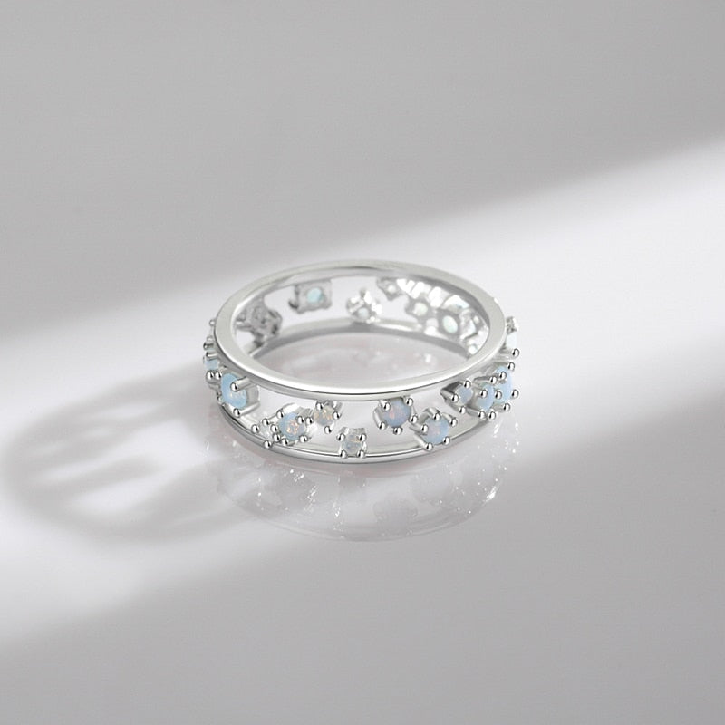 925 Sterling Silver Fashion Blue Opal Ring