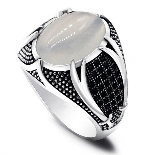 Classic Men's Ring Fashion 18k Gold Filling Inlaid Black Stone Zircon Punk Rings