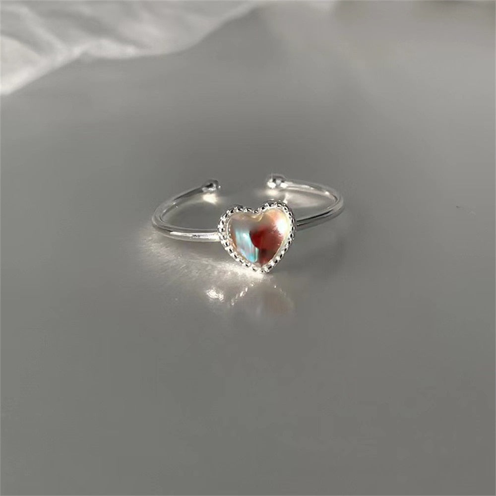 Retro Angel Wings Black Heart Rings