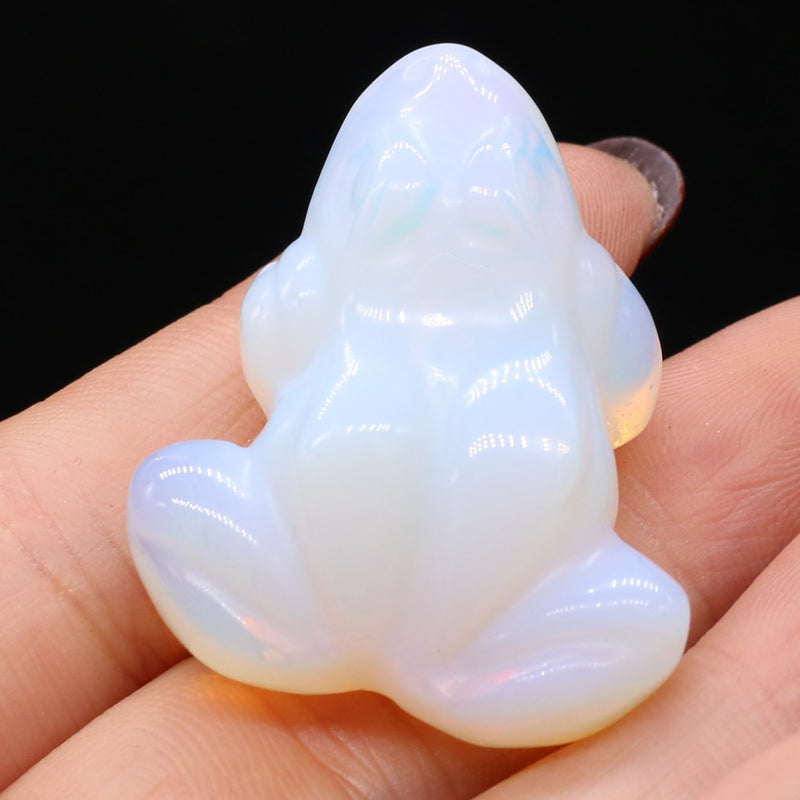 Frog Statue Reiki Figurine Opal Rose Quartz 