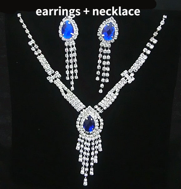 Trendy Blue Water Drop Rhinestones