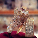 Elegant Gold Color Zircon Red Crystal Ring