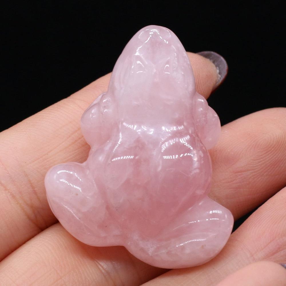 Frog Statue Reiki Figurine Opal Rose Quartz 