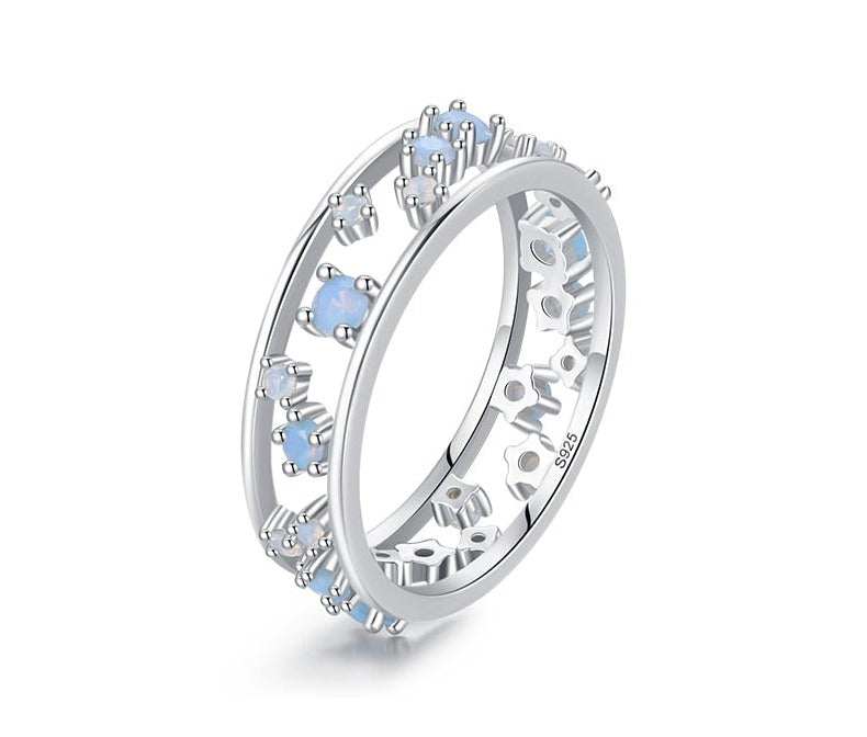 925 Sterling Silver Fashion Blue Opal Ring