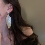 Long Full Rhinestone Big Earrings
