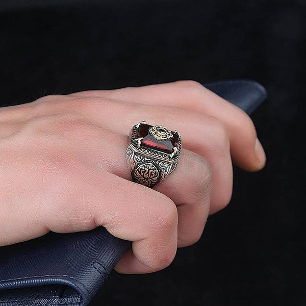 Retro Handmade Turkish Signet Ring for Men Women