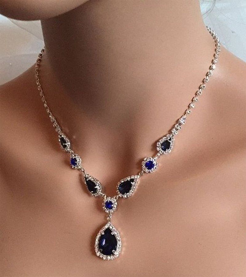 Trendy Blue Water Drop Rhinestones