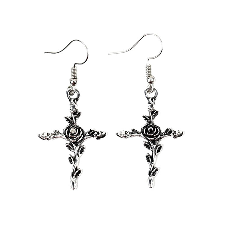Cross Dangle Drop Earrings