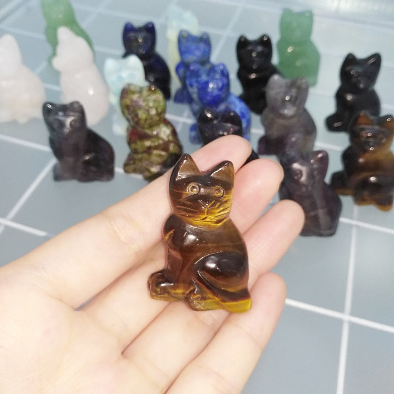 Crystal Cat Gemstone Carving Healing