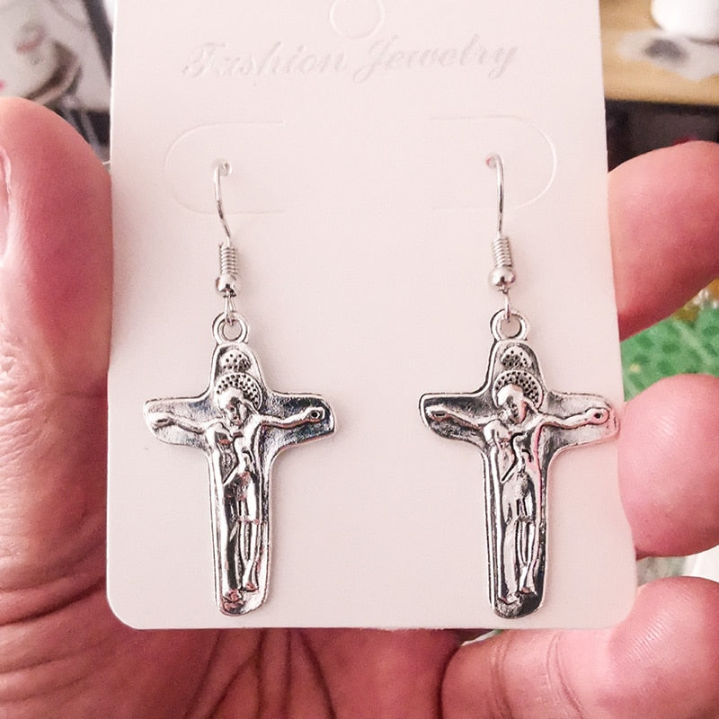 Cross Dangle Drop Earrings
