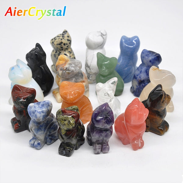 Crystal Cat Gemstone Carving Healing