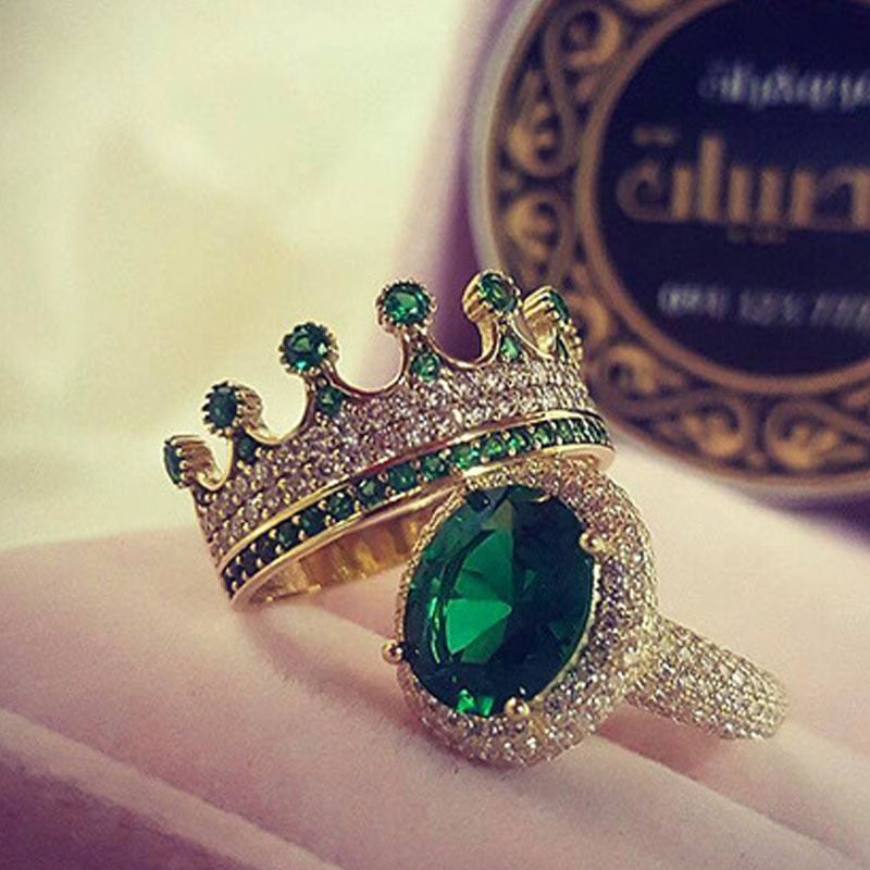 Elegant Gold Color Zircon Red Crystal Ring