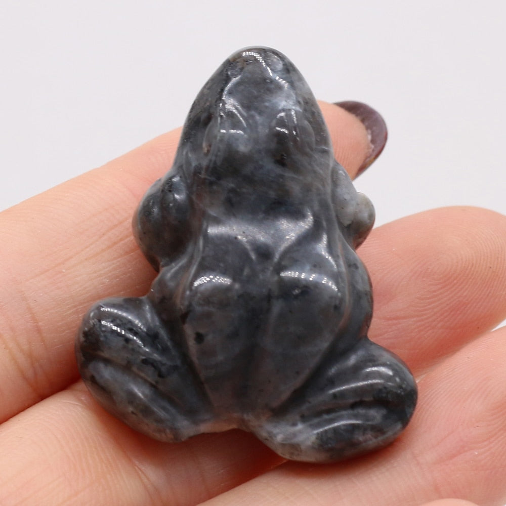 Frog Statue Reiki Figurine Opal Rose Quartz 