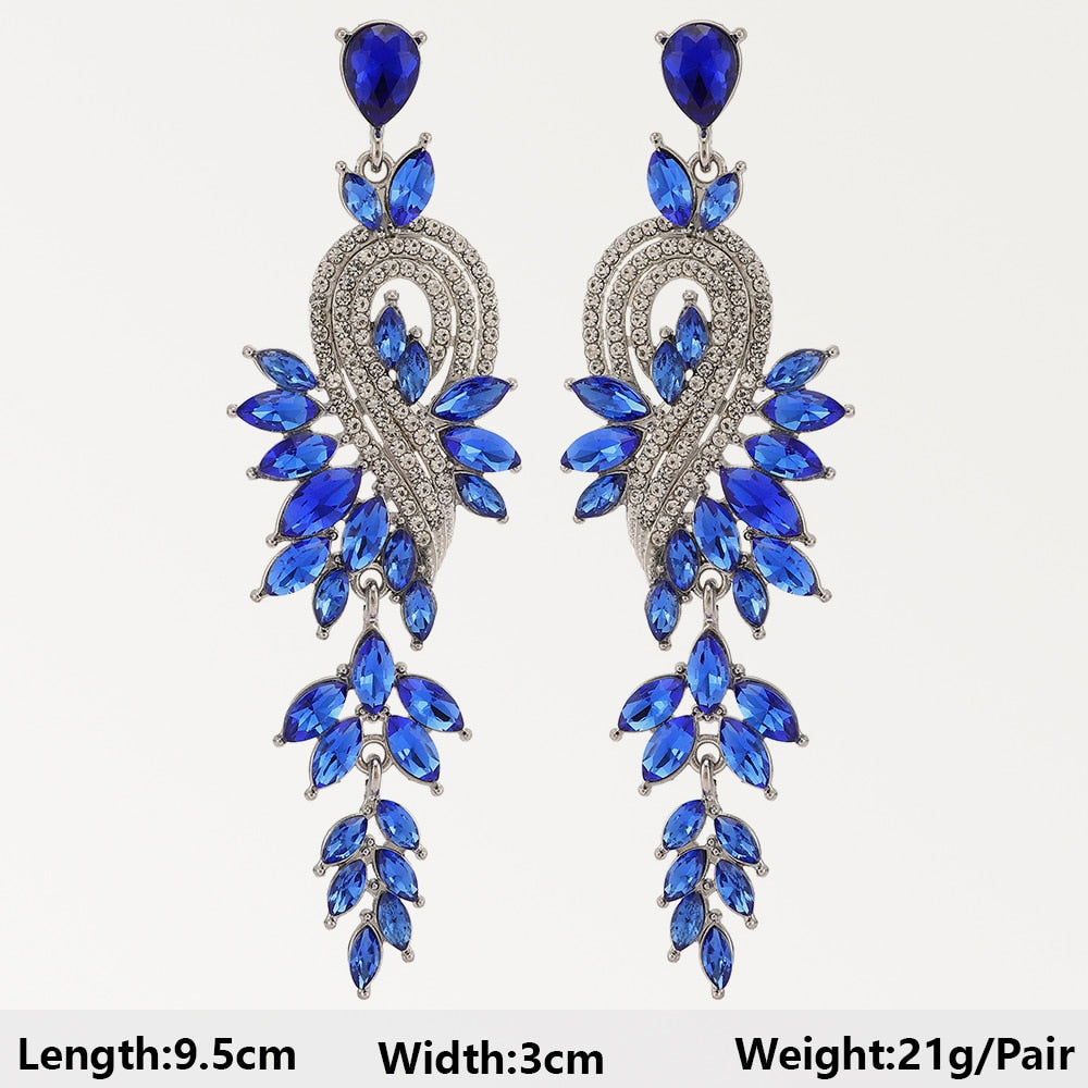 Dark Blue Series Long Dangle Drop Earrings