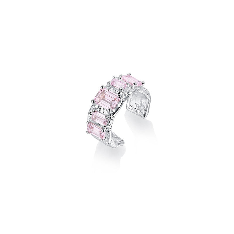 Pink Crystal Opal Broken Heart Rings