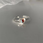 Retro Angel Wings Black Heart Rings