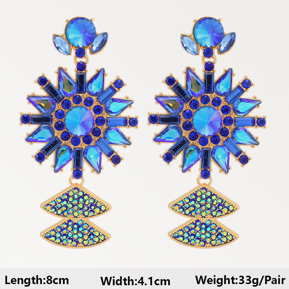 Dark Blue Series Long Dangle Drop Earrings