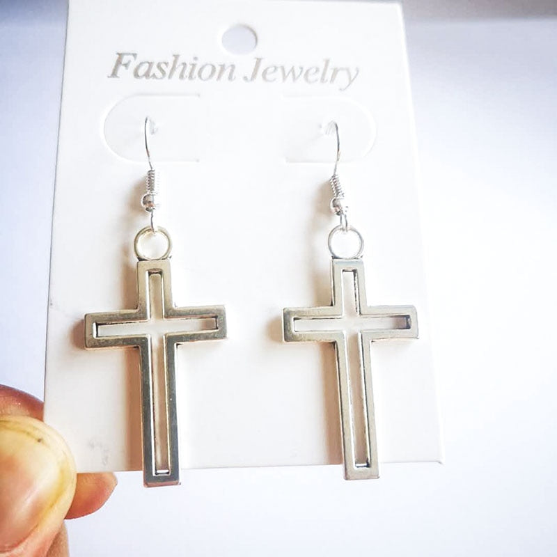 Cross Dangle Drop Earrings