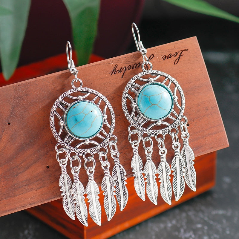 Hollow Carved Flowers Geometric Drop Earrings