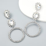 Exaggerated Crystal Geometric Flower Stud Earrings