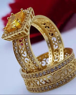 Elegant Gold Color Zircon Red Crystal Ring