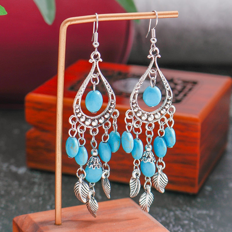 Hollow Carved Flowers Geometric Drop Earrings