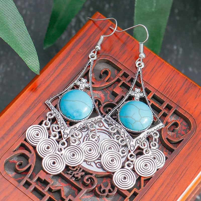 Hollow Carved Flowers Geometric Drop Earrings