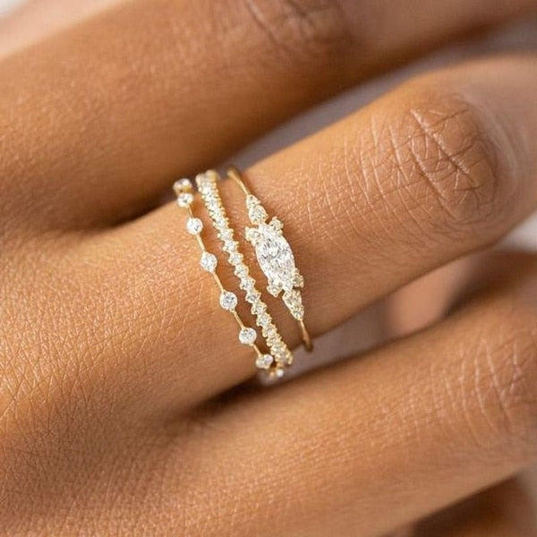 Elegant Gold Color Zircon Red Crystal Ring