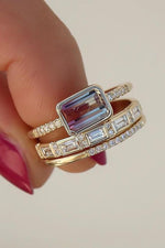 Elegant Gold Color Zircon Red Crystal Ring