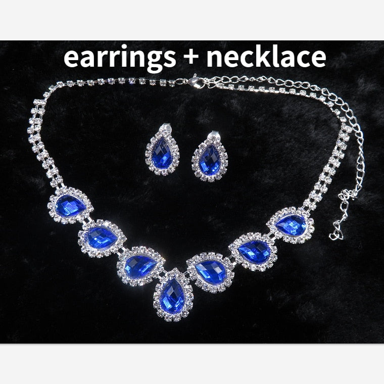 Trendy Blue Water Drop Rhinestones