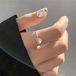 Retro Angel Wings Black Heart Rings