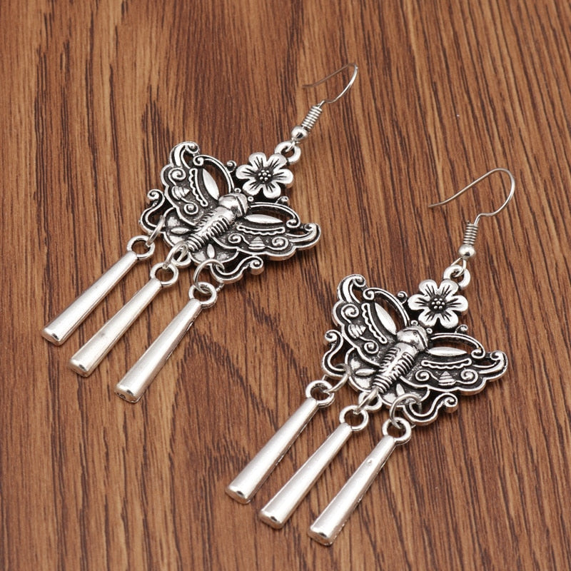 Hollow Carved Flowers Geometric Drop Earrings