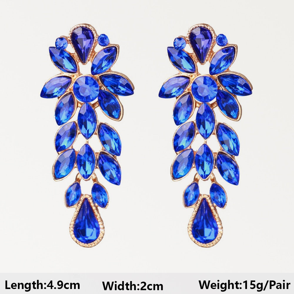 Dark Blue Series Long Dangle Drop Earrings