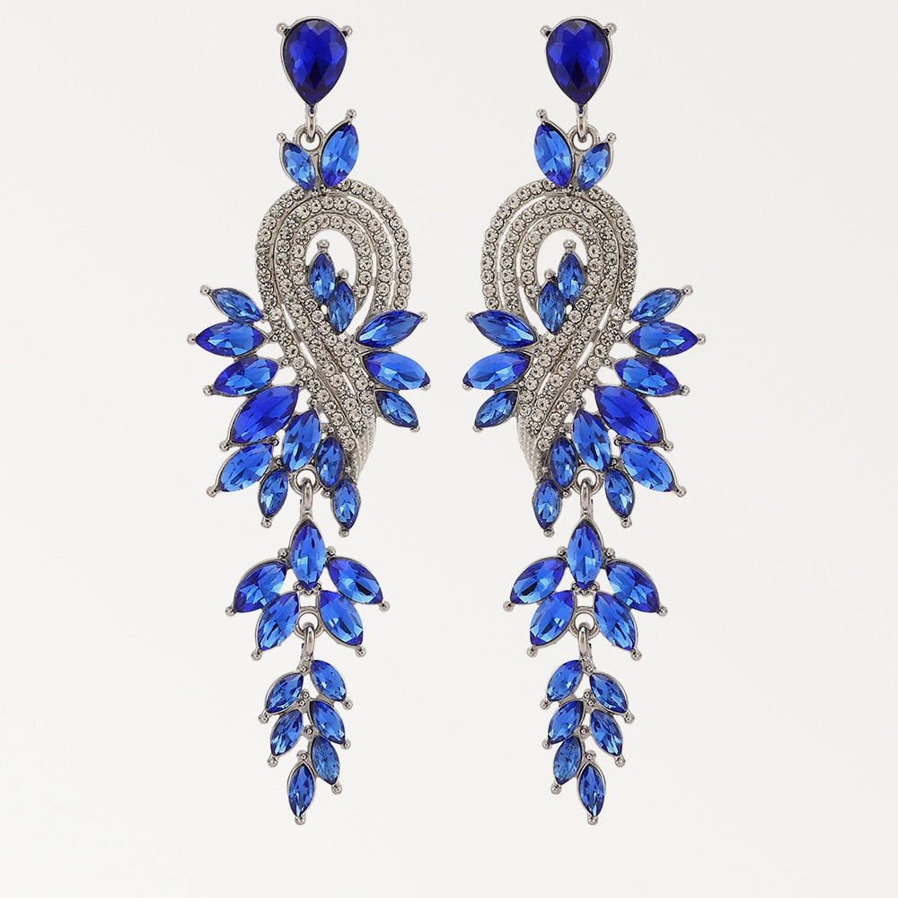 Dark Blue Series Long Dangle Drop Earrings